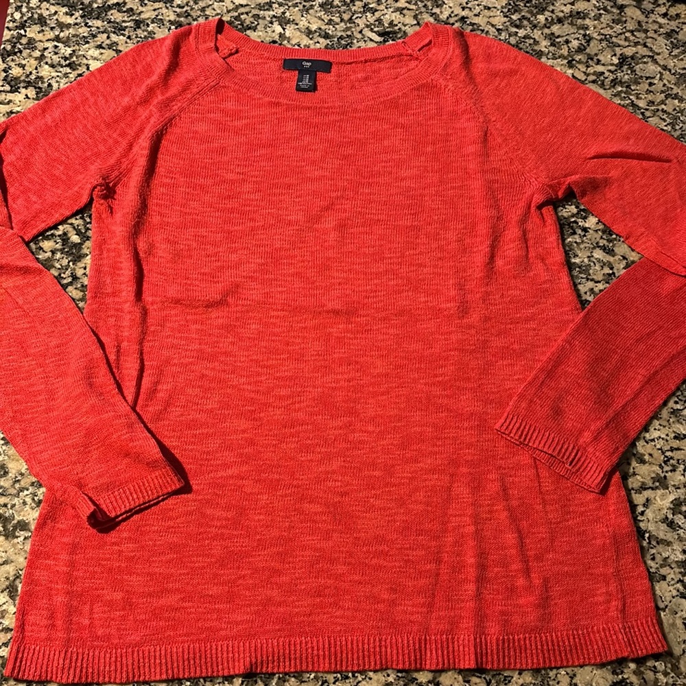 Gap lightweight knitting sweater cotton Sz M heather orange